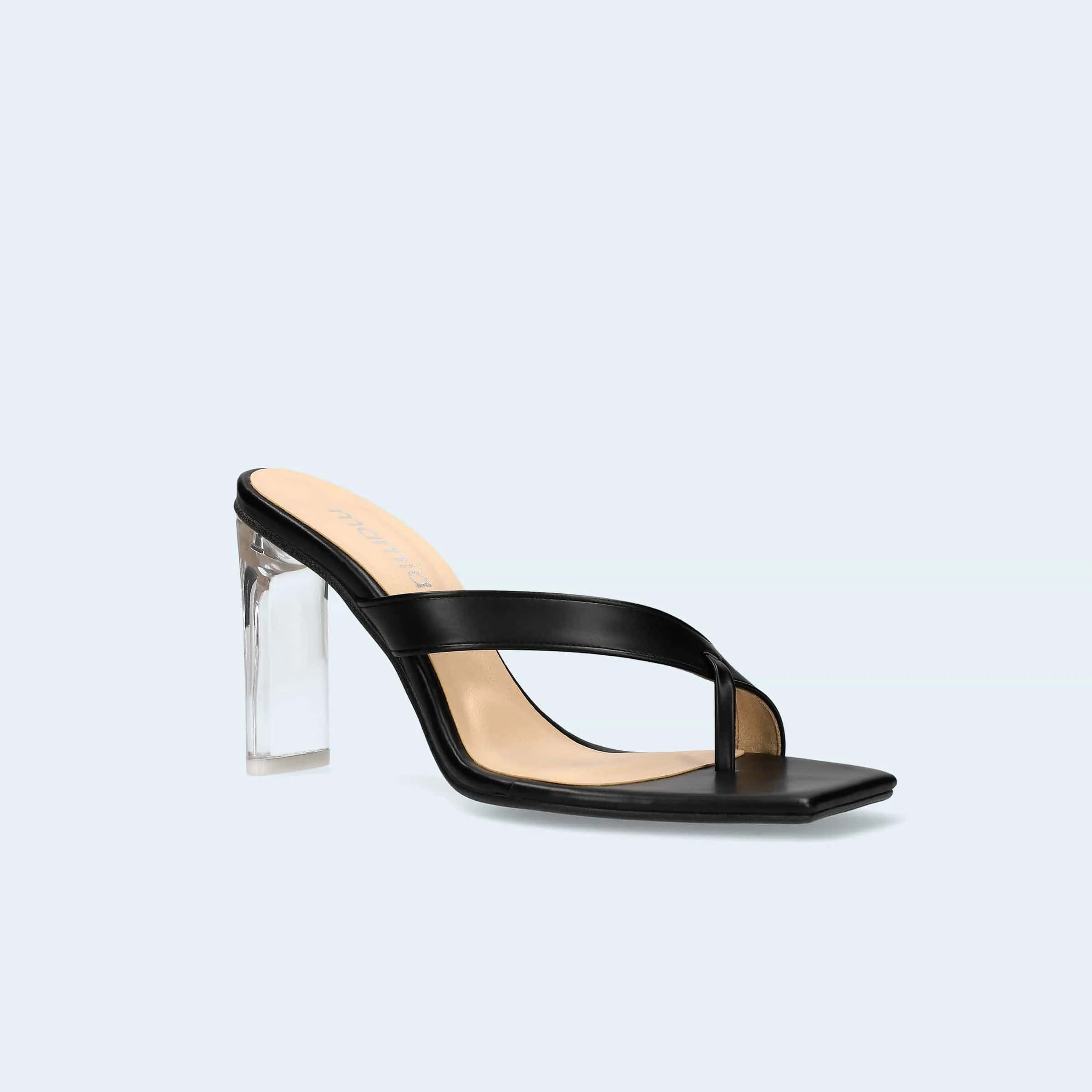 15% OFF: Thong design clear heel mules (m96102) Black
