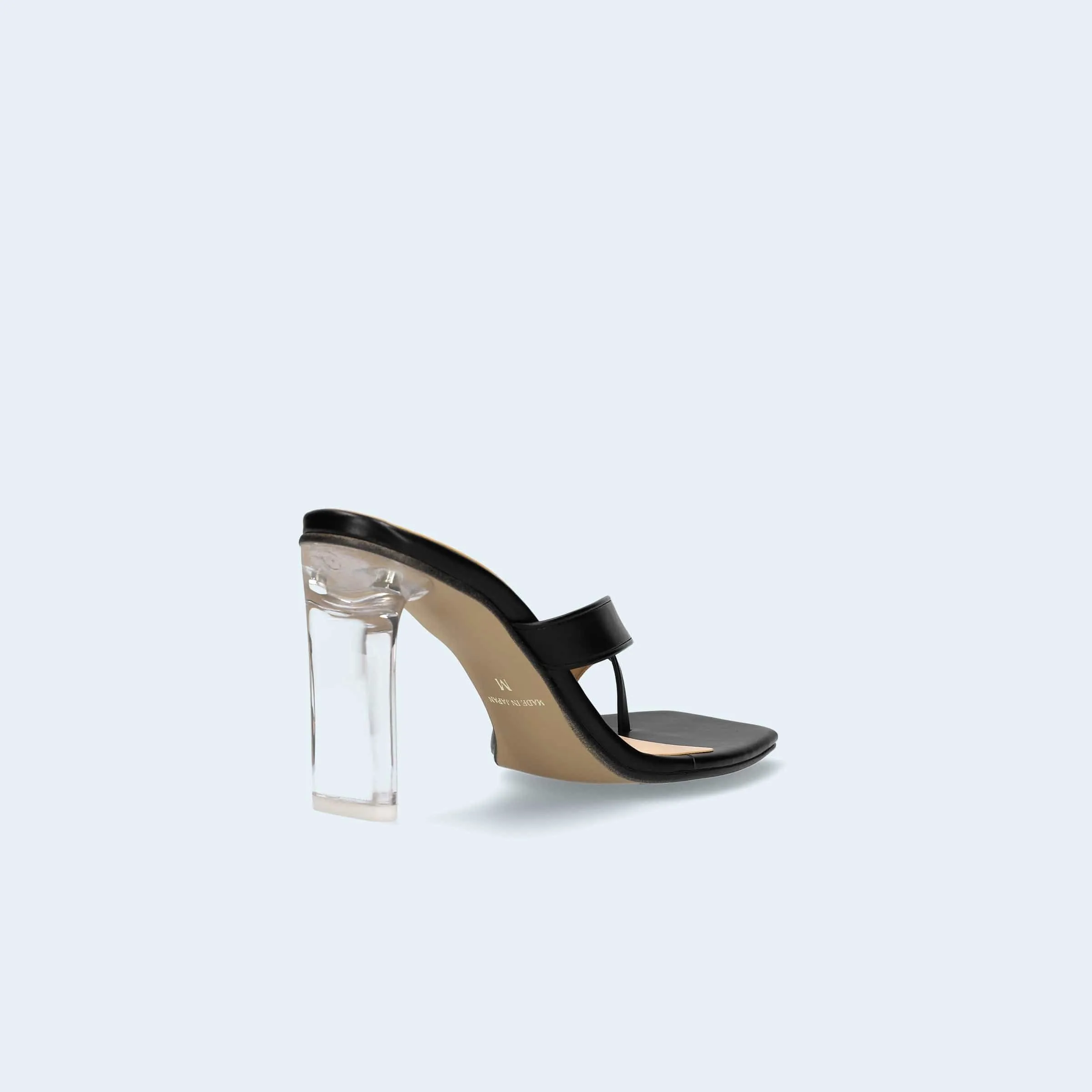 15% OFF: Thong design clear heel mules (m96102) Black