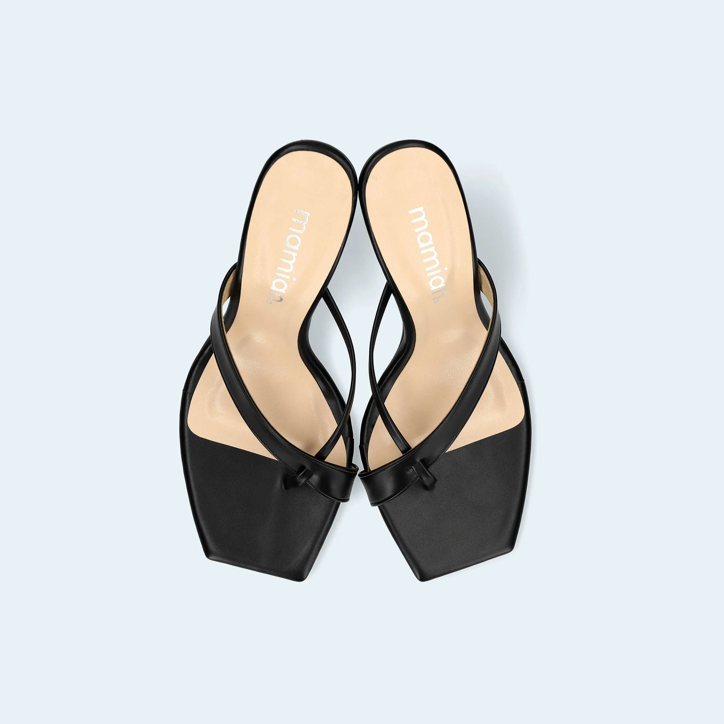 15% OFF: Thong design clear heel mules (m96102) Black