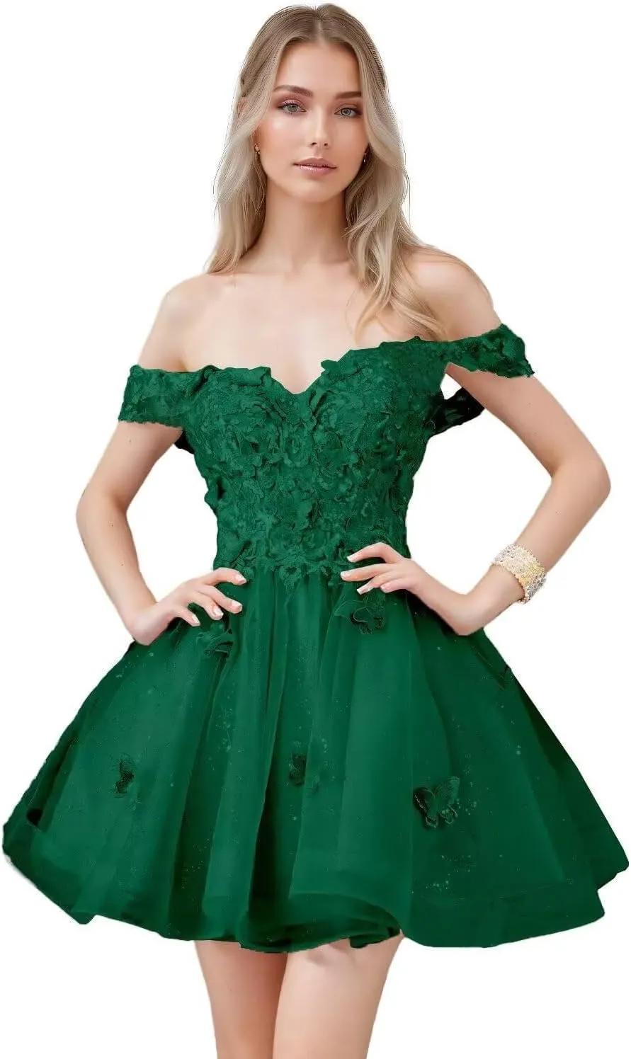 3D Butterfly Short Homecoming Dresses for Teens Off Shoulder DAMA Dresses for Quinceanera Sequin Glitter Prom Dress