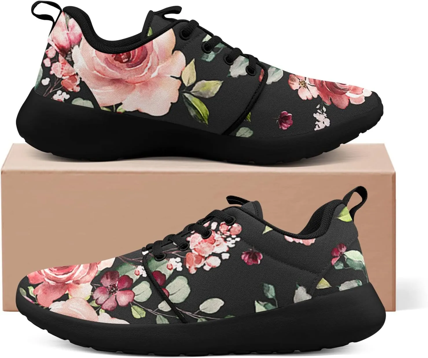Abstract Floral Shoes for Women Walking Running Athletic Lightweight Shoes Comfortable Tennis Sports Sneaker Gifts