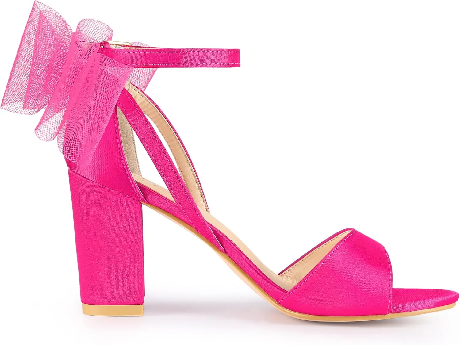 Allegra K Women's Bow Shoes Open Toe Chunky Heel Sandals