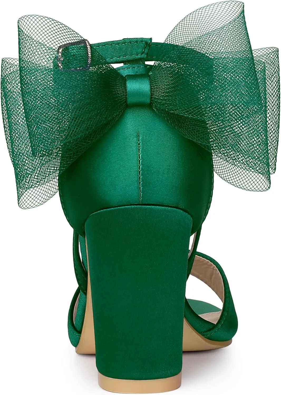 Allegra K Women's Bow Shoes Open Toe Chunky Heel Sandals