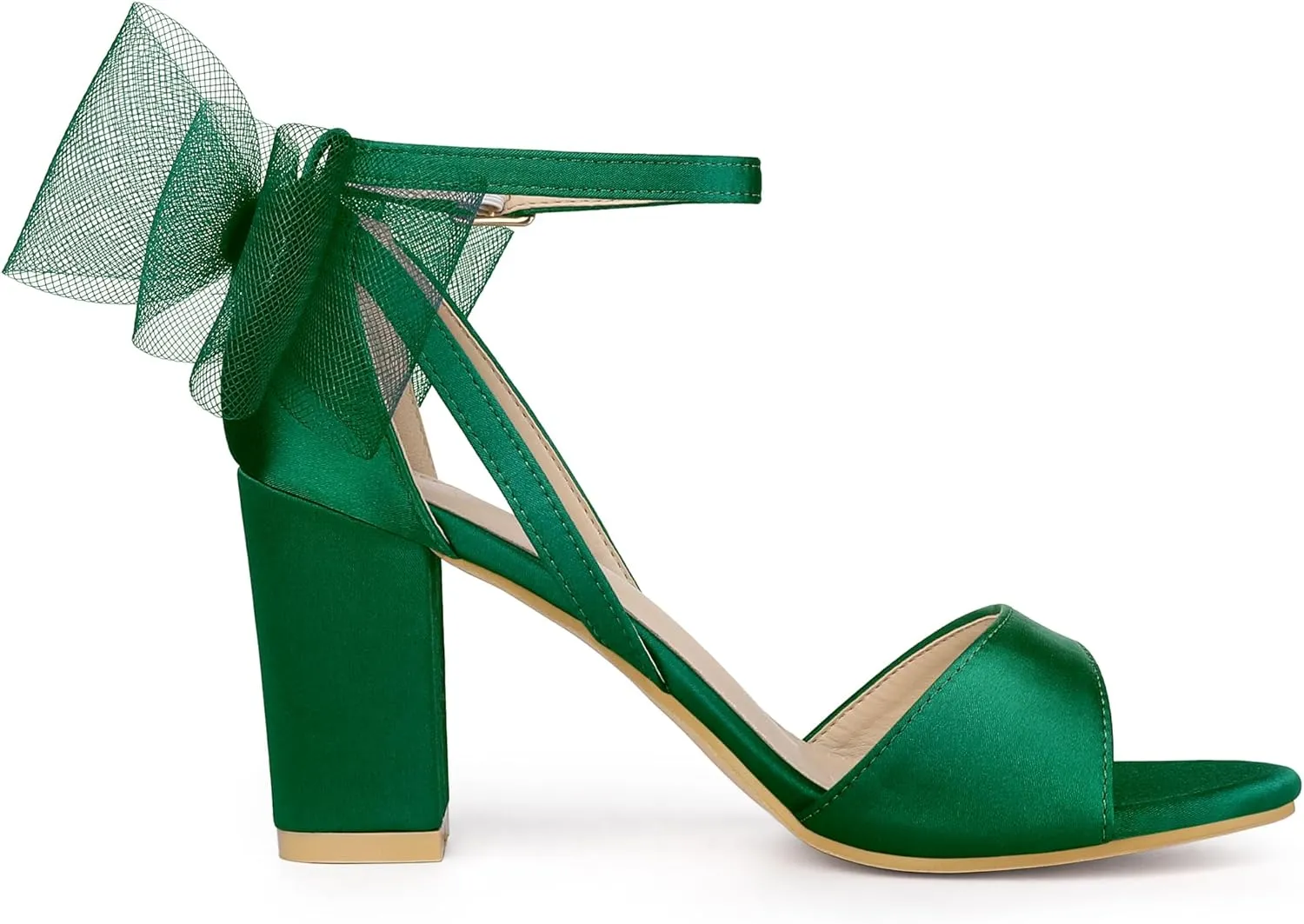 Allegra K Women's Bow Shoes Open Toe Chunky Heel Sandals