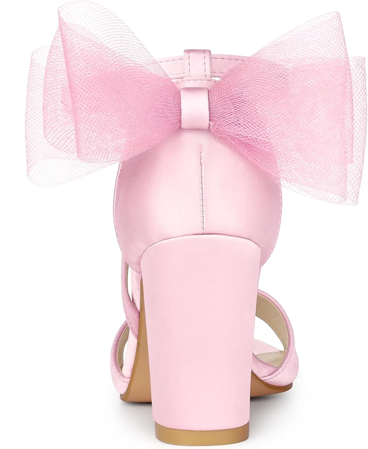 Allegra K Women's Bow Shoes Open Toe Chunky Heel Sandals