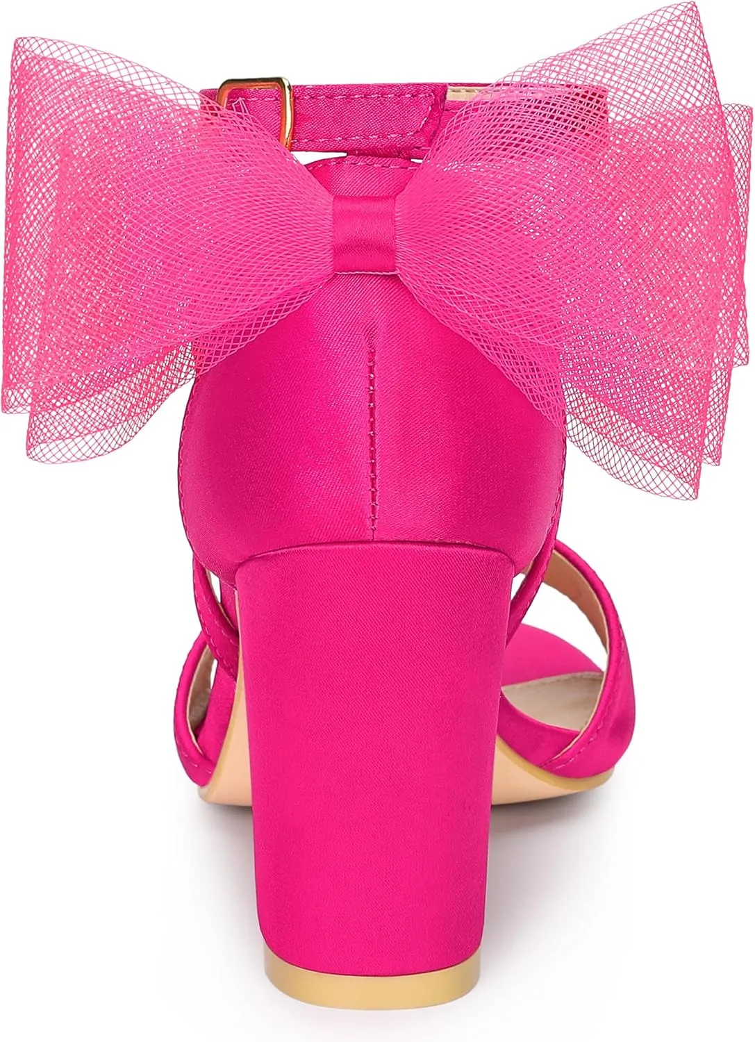 Allegra K Women's Bow Shoes Open Toe Chunky Heel Sandals
