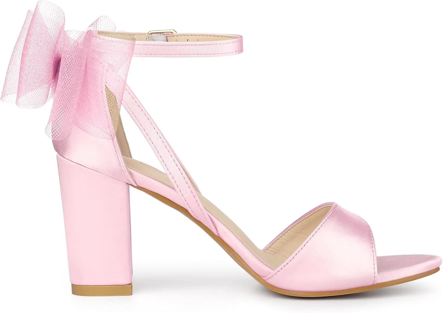Allegra K Women's Bow Shoes Open Toe Chunky Heel Sandals