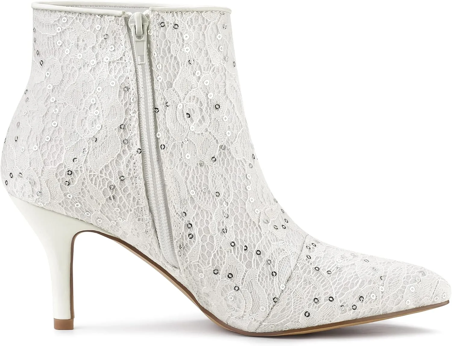 Allegra K Women's Glitter Sparkle Lace Stiletto Heels Party Sequin Ankle Boots