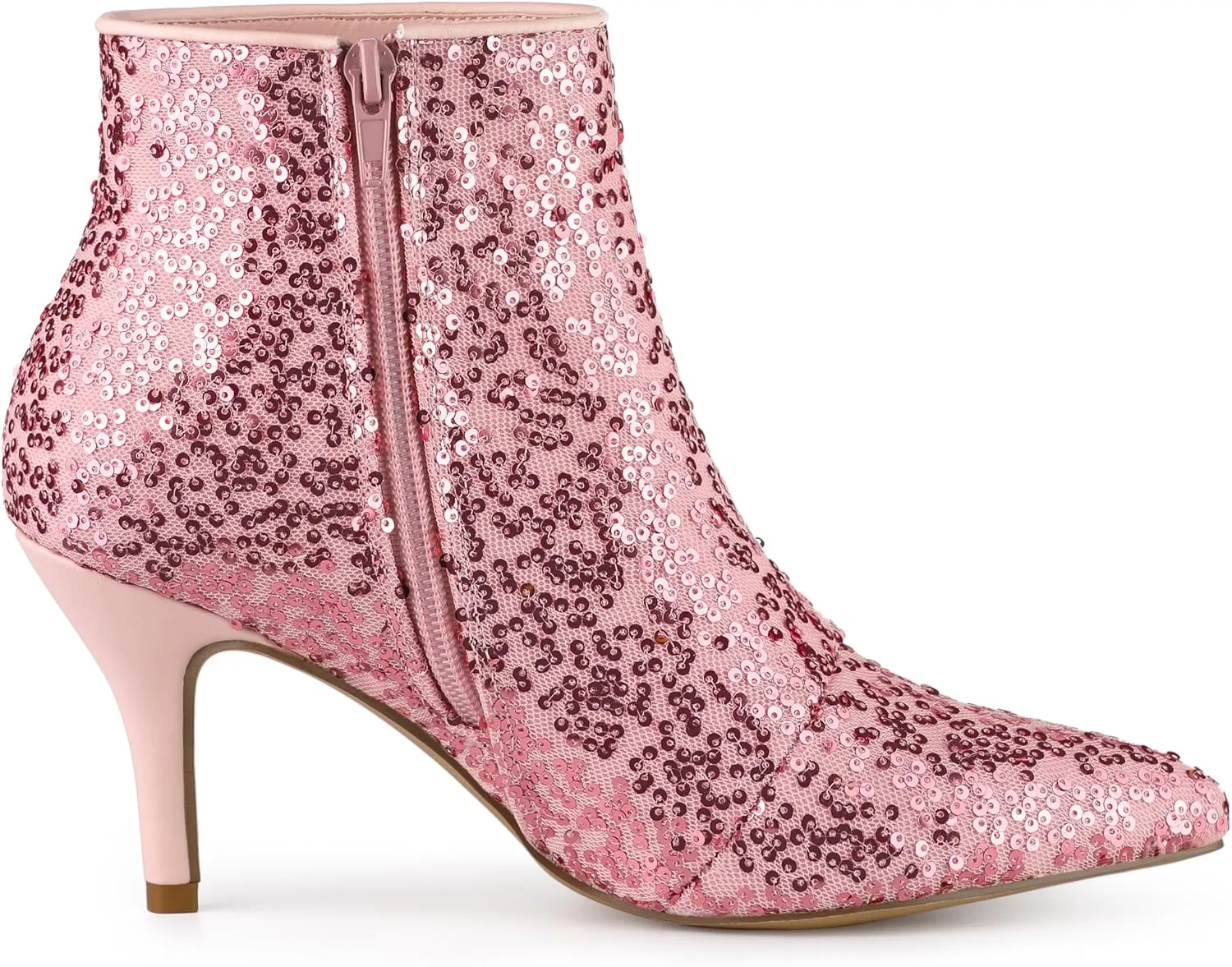 Allegra K Women's Glitter Sparkle Lace Stiletto Heels Party Sequin Ankle Boots