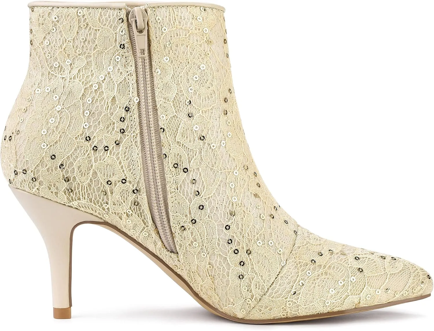 Allegra K Women's Glitter Sparkle Lace Stiletto Heels Party Sequin Ankle Boots