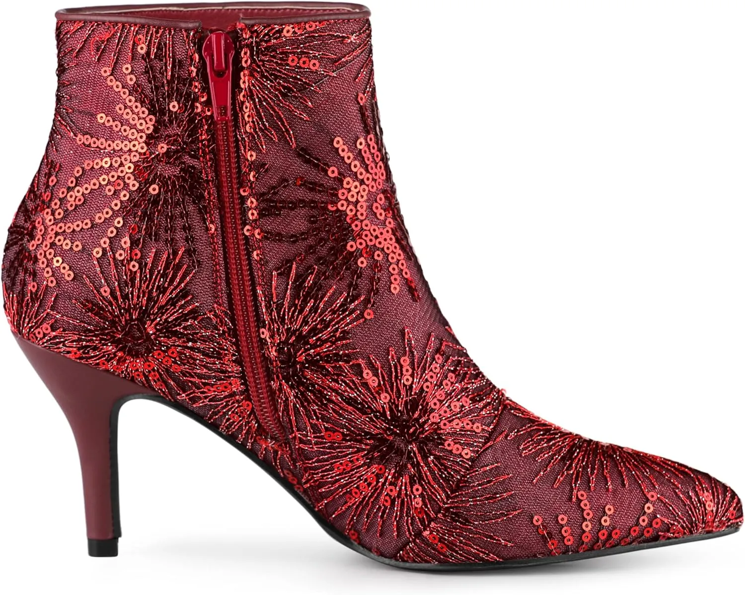 Allegra K Women's Glitter Sparkle Lace Stiletto Heels Party Sequin Ankle Boots