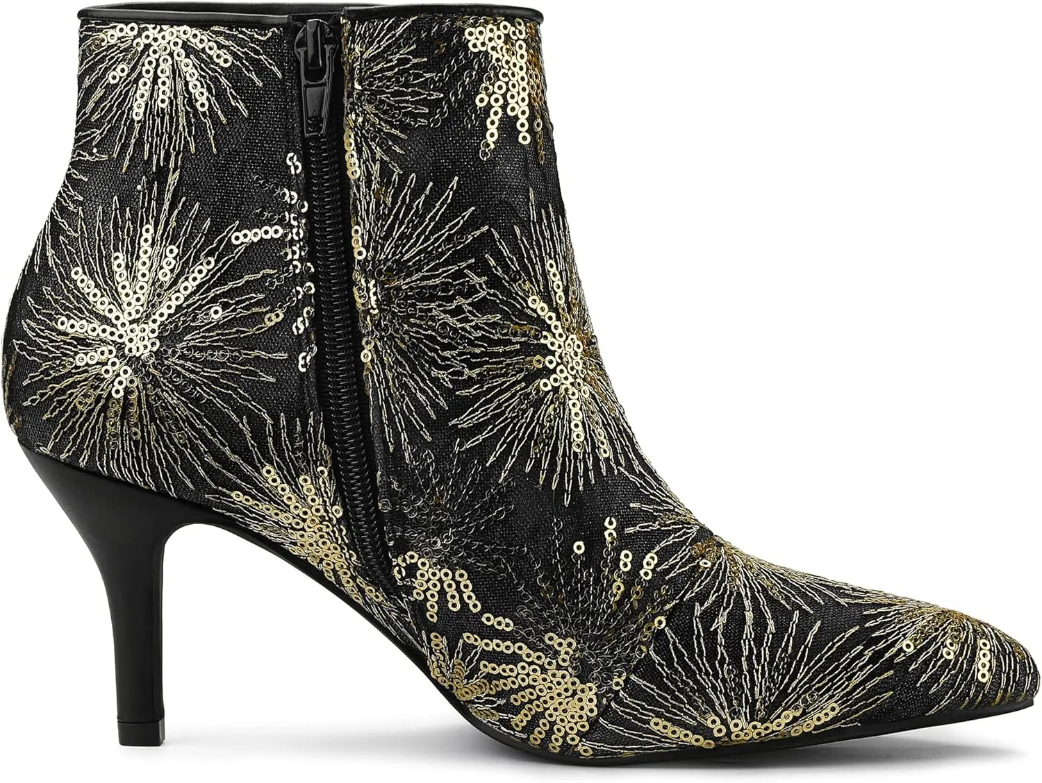 Allegra K Women's Glitter Sparkle Lace Stiletto Heels Party Sequin Ankle Boots