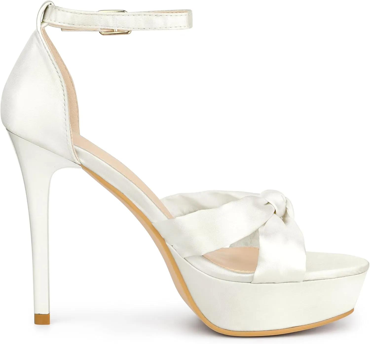 Allegra K Women's Platform Heels Twist Knot Stiletto Heel Satin Heel Sandals