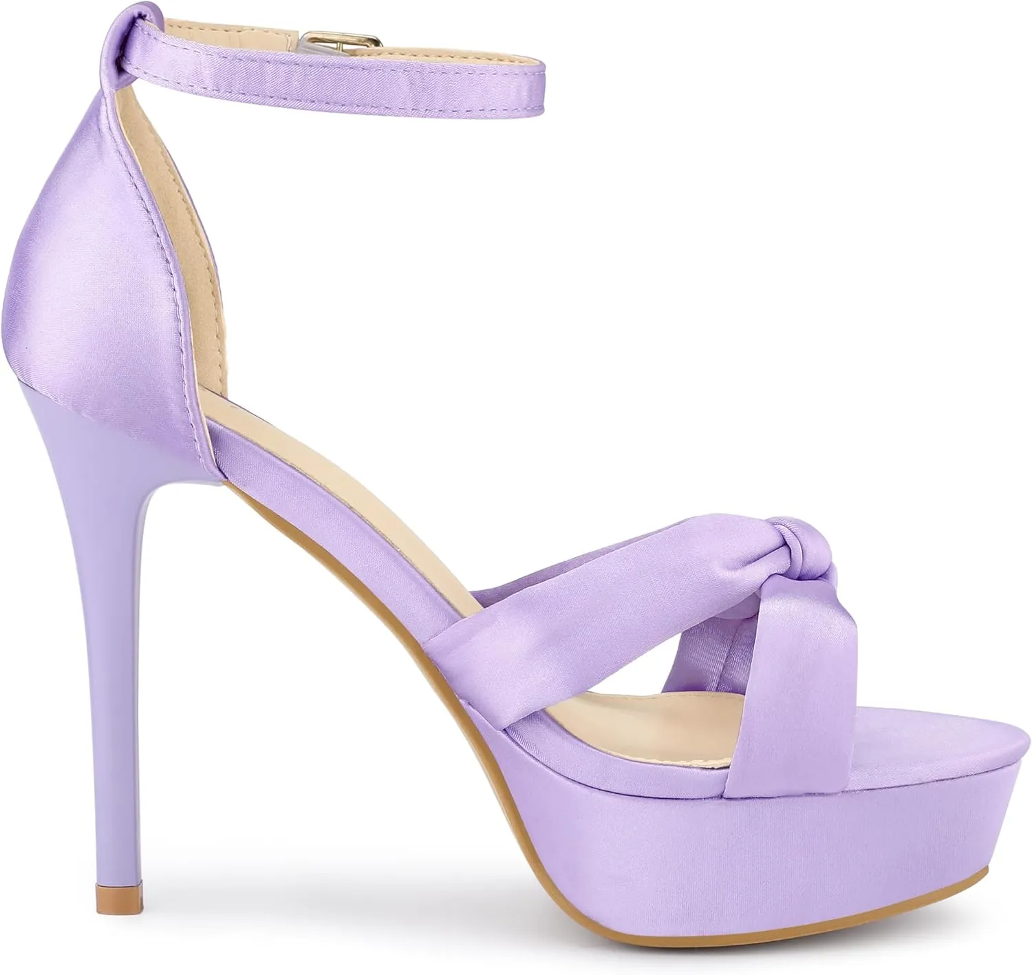 Allegra K Women's Platform Heels Twist Knot Stiletto Heel Satin Heel Sandals