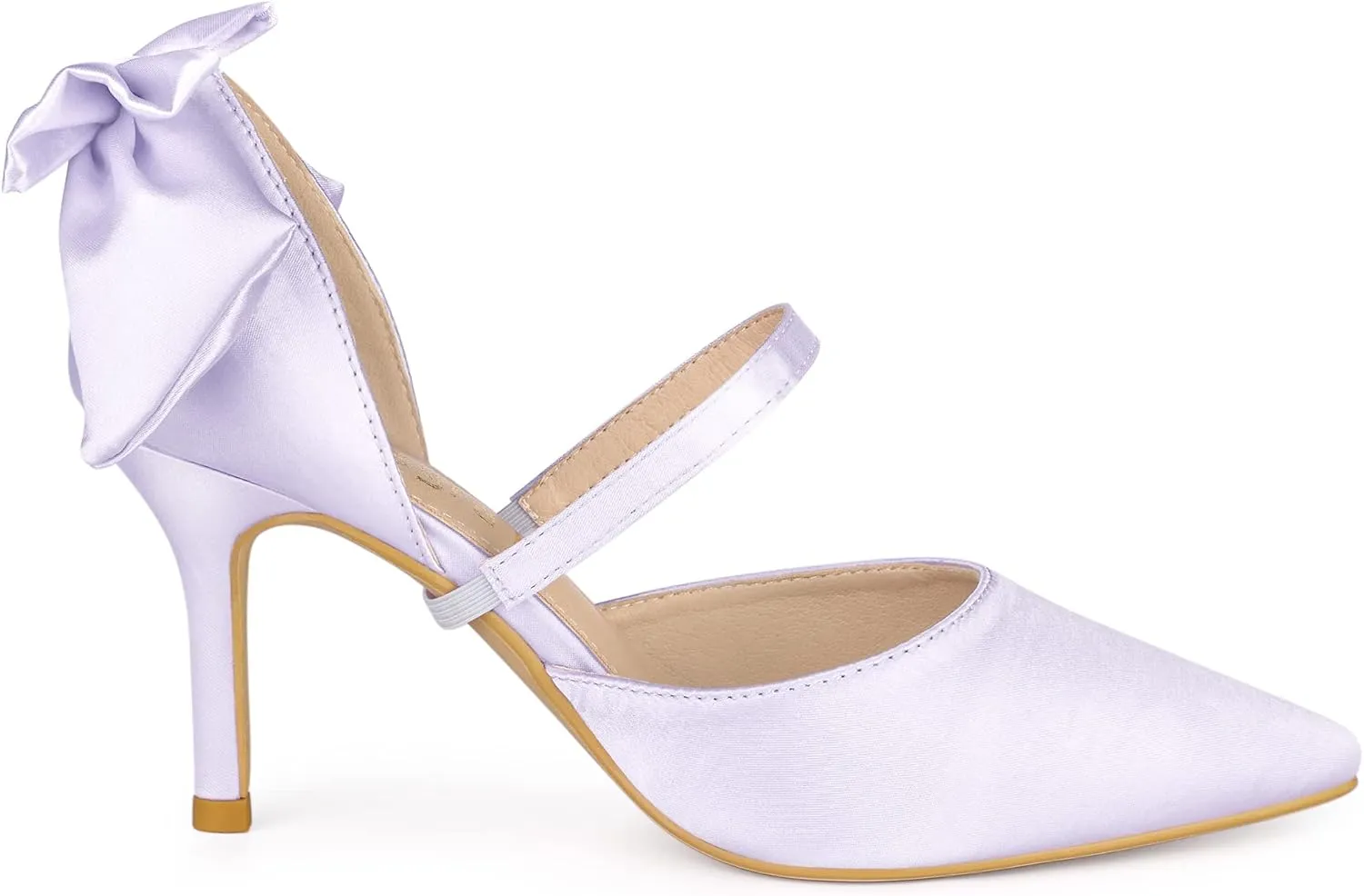 Allegra K Women's Pointed Toe Bow Satin Stiletto Heels Pumps