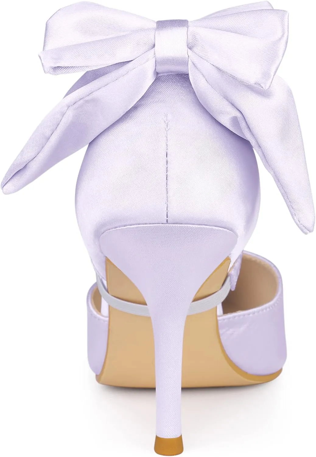 Allegra K Women's Pointed Toe Bow Satin Stiletto Heels Pumps