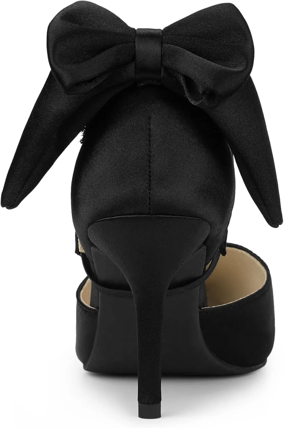 Allegra K Women's Pointed Toe Bow Satin Stiletto Heels Pumps