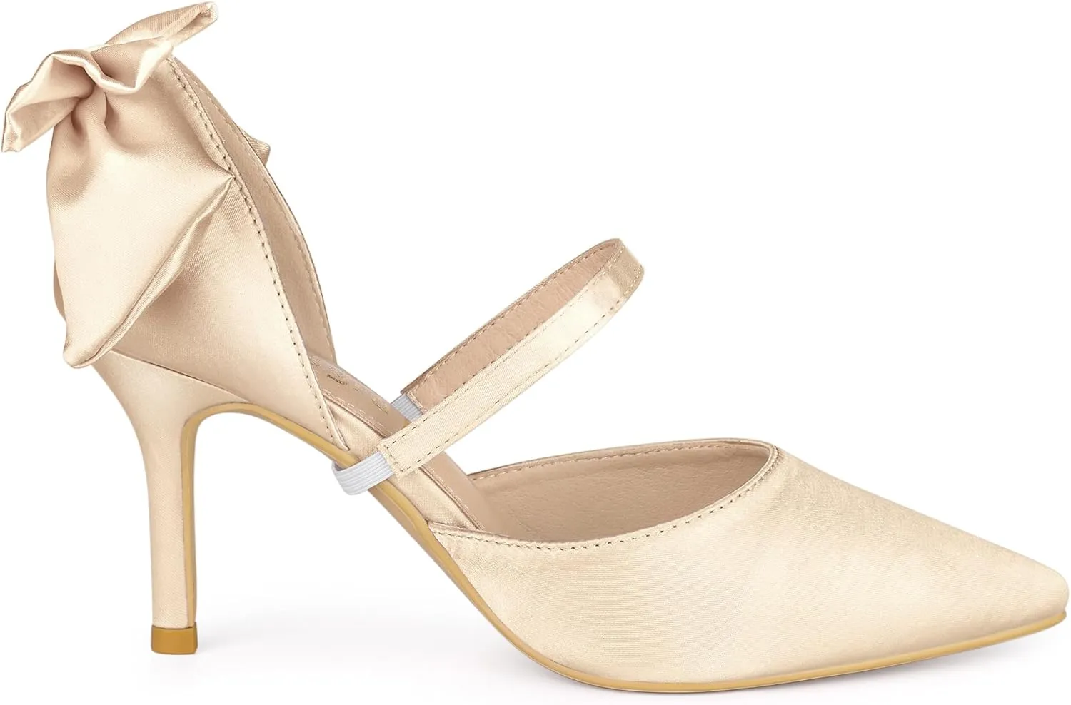 Allegra K Women's Pointed Toe Bow Satin Stiletto Heels Pumps