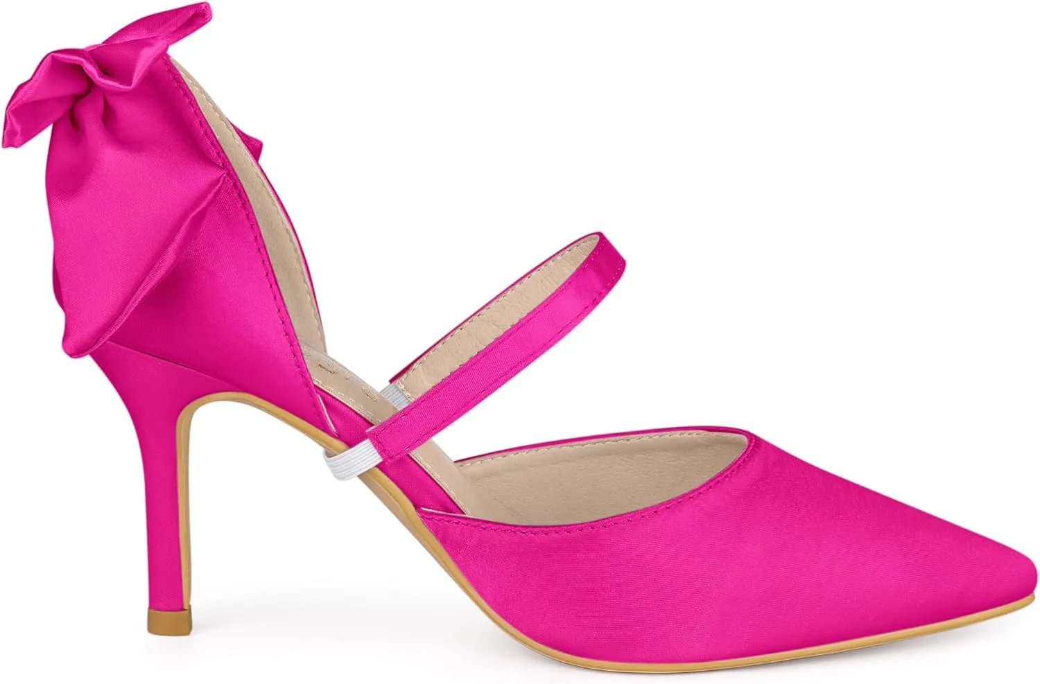 Allegra K Women's Pointed Toe Bow Satin Stiletto Heels Pumps