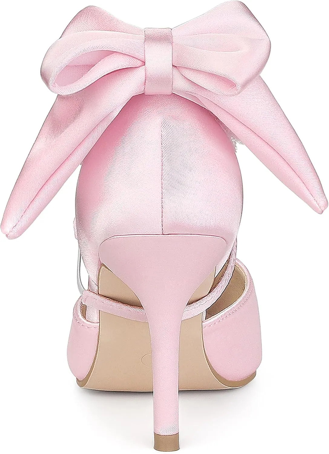 Allegra K Women's Pointed Toe Bow Satin Stiletto Heels Pumps