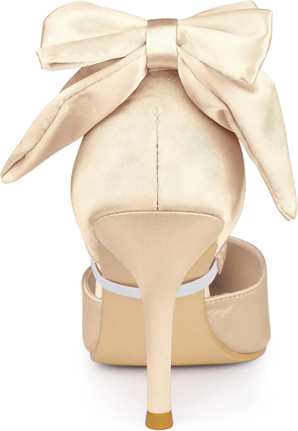 Allegra K Women's Pointed Toe Bow Satin Stiletto Heels Pumps