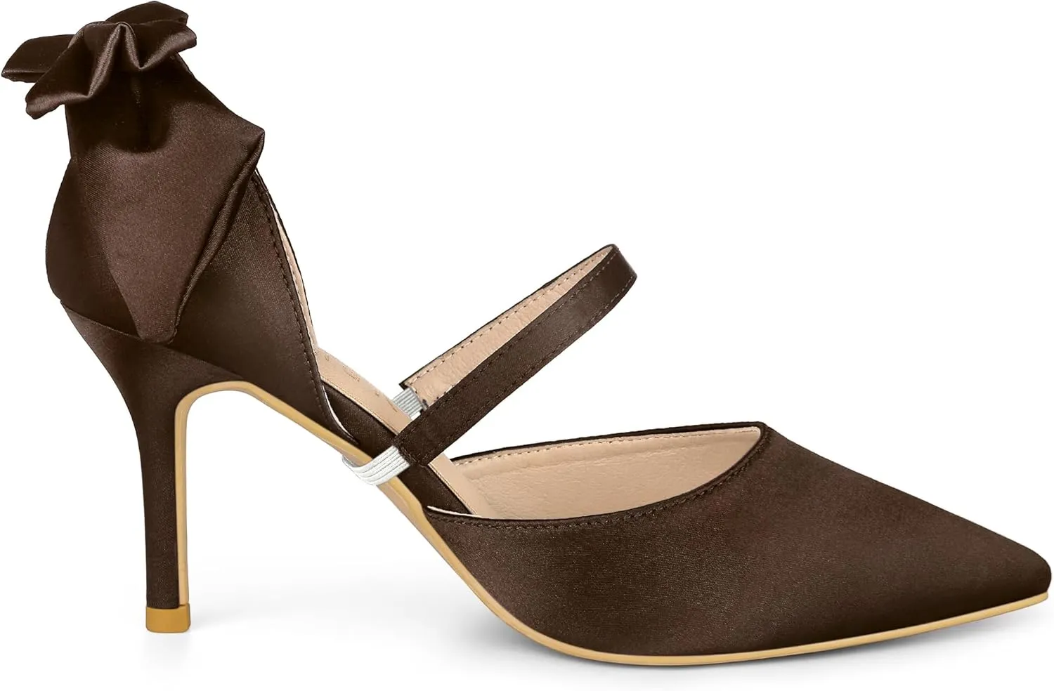 Allegra K Women's Pointed Toe Bow Satin Stiletto Heels Pumps