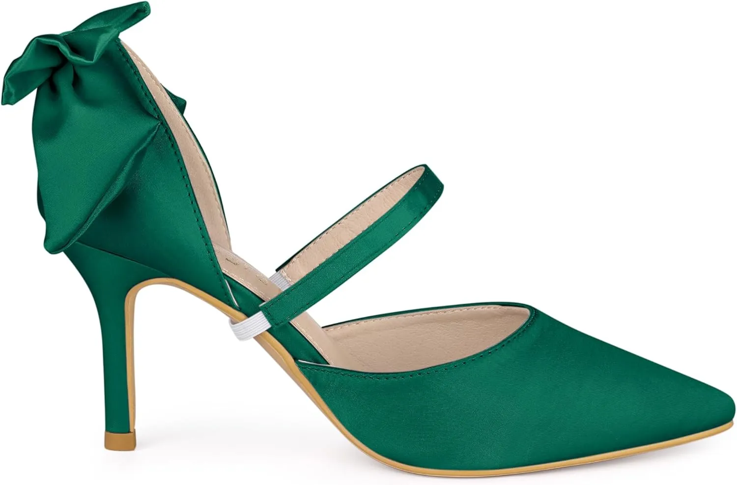 Allegra K Women's Pointed Toe Bow Satin Stiletto Heels Pumps