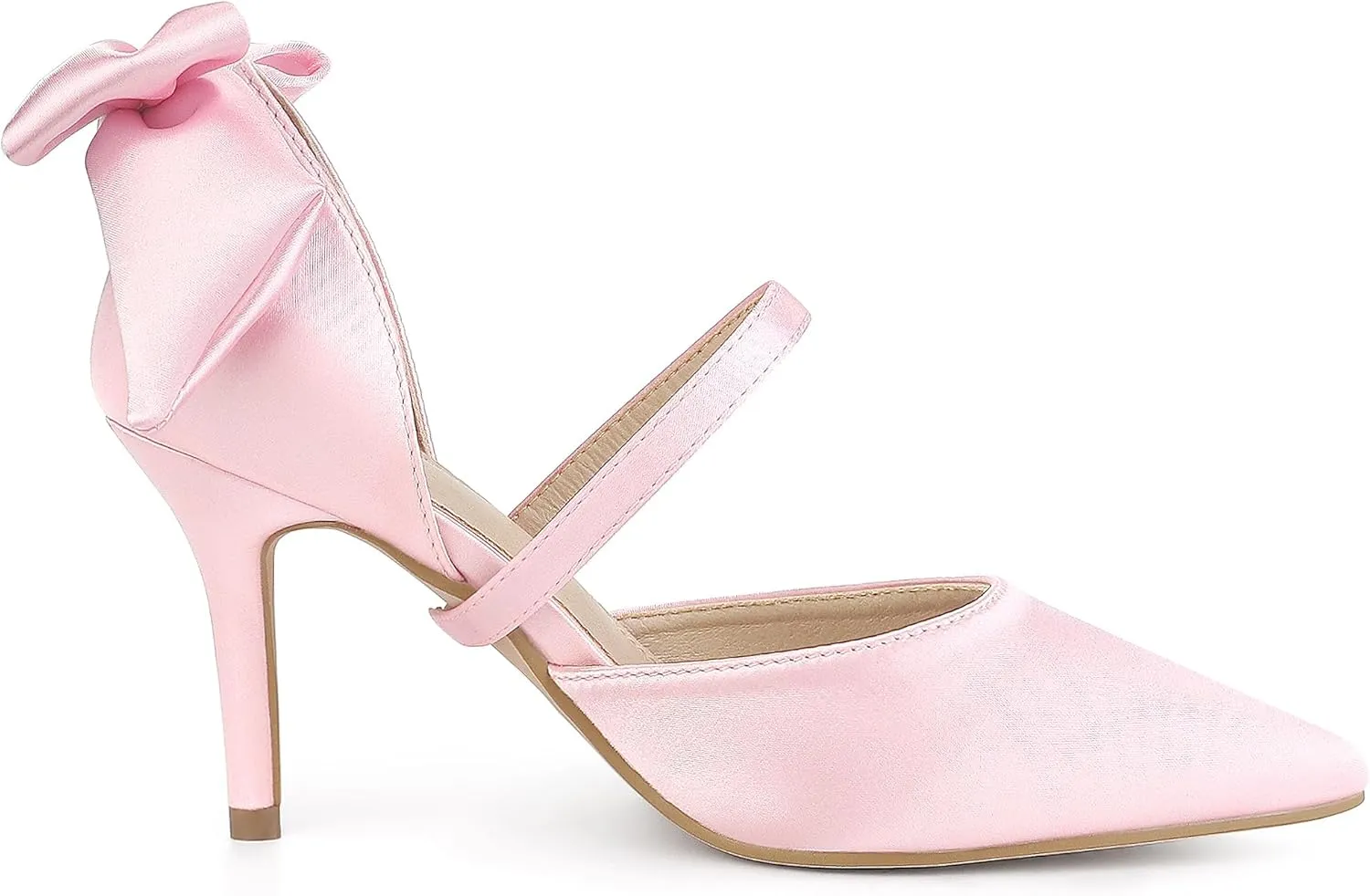 Allegra K Women's Pointed Toe Bow Satin Stiletto Heels Pumps