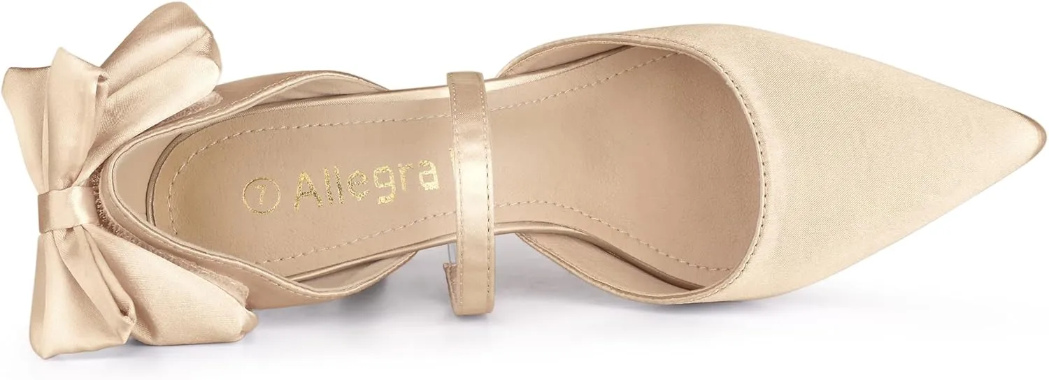 Allegra K Women's Pointed Toe Bow Satin Stiletto Heels Pumps