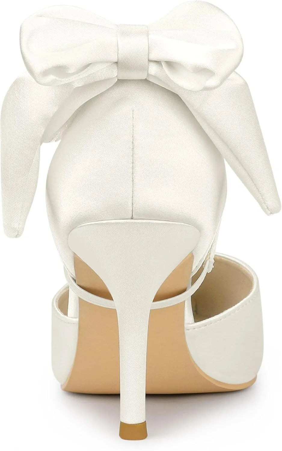 Allegra K Women's Pointed Toe Bow Satin Stiletto Heels Pumps