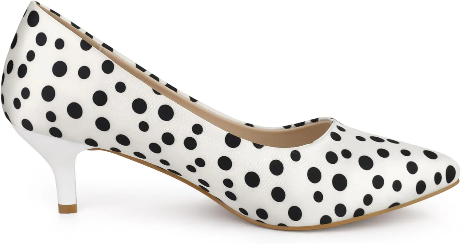 Allegra K Women's Pointed Toe Polka Dots Kitten Heels Pumps