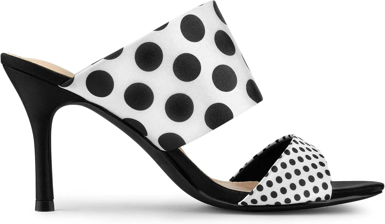 Allegra K Women's Polka Dots Stiletto Heel Slides Sandals