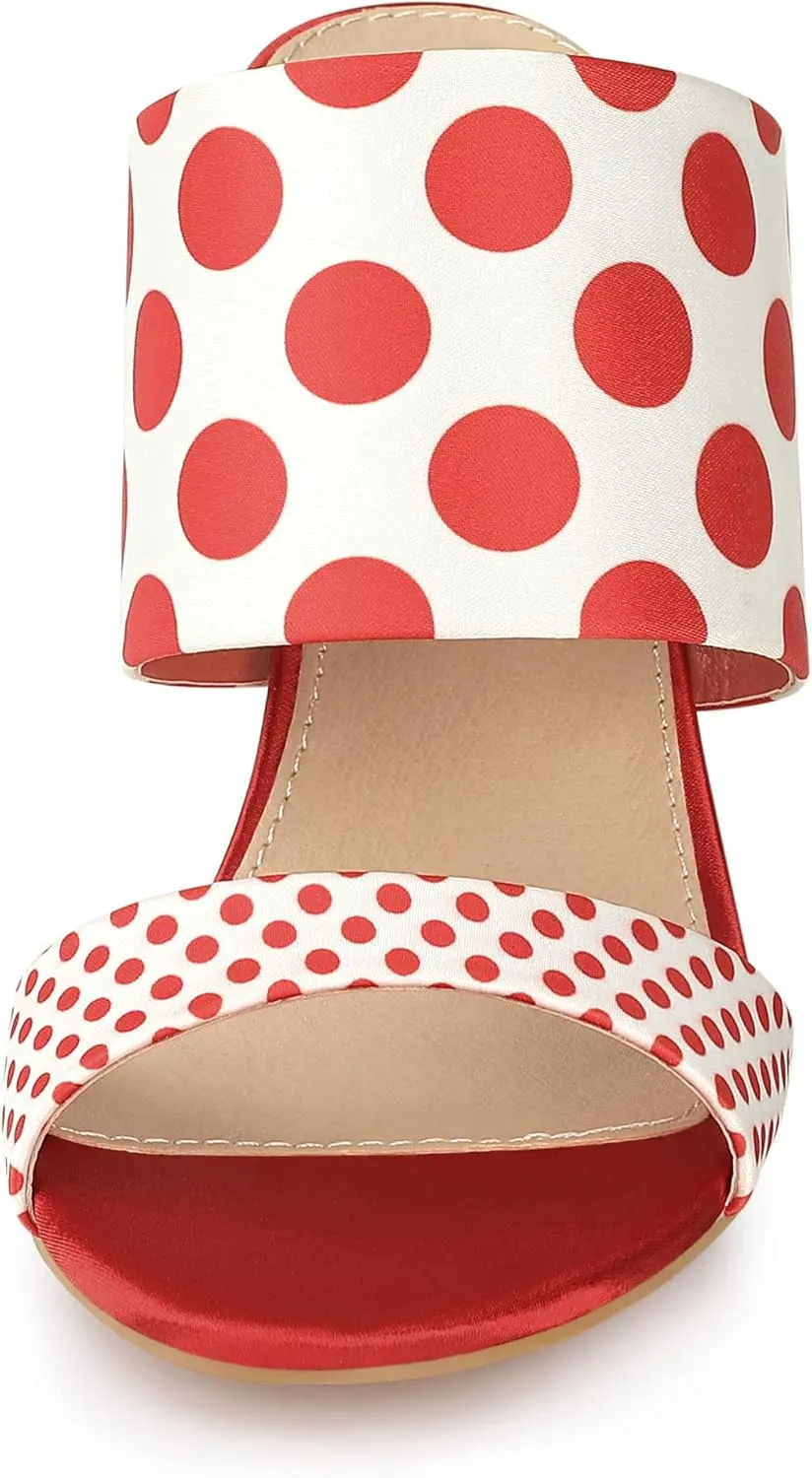 Allegra K Women's Polka Dots Stiletto Heel Slides Sandals