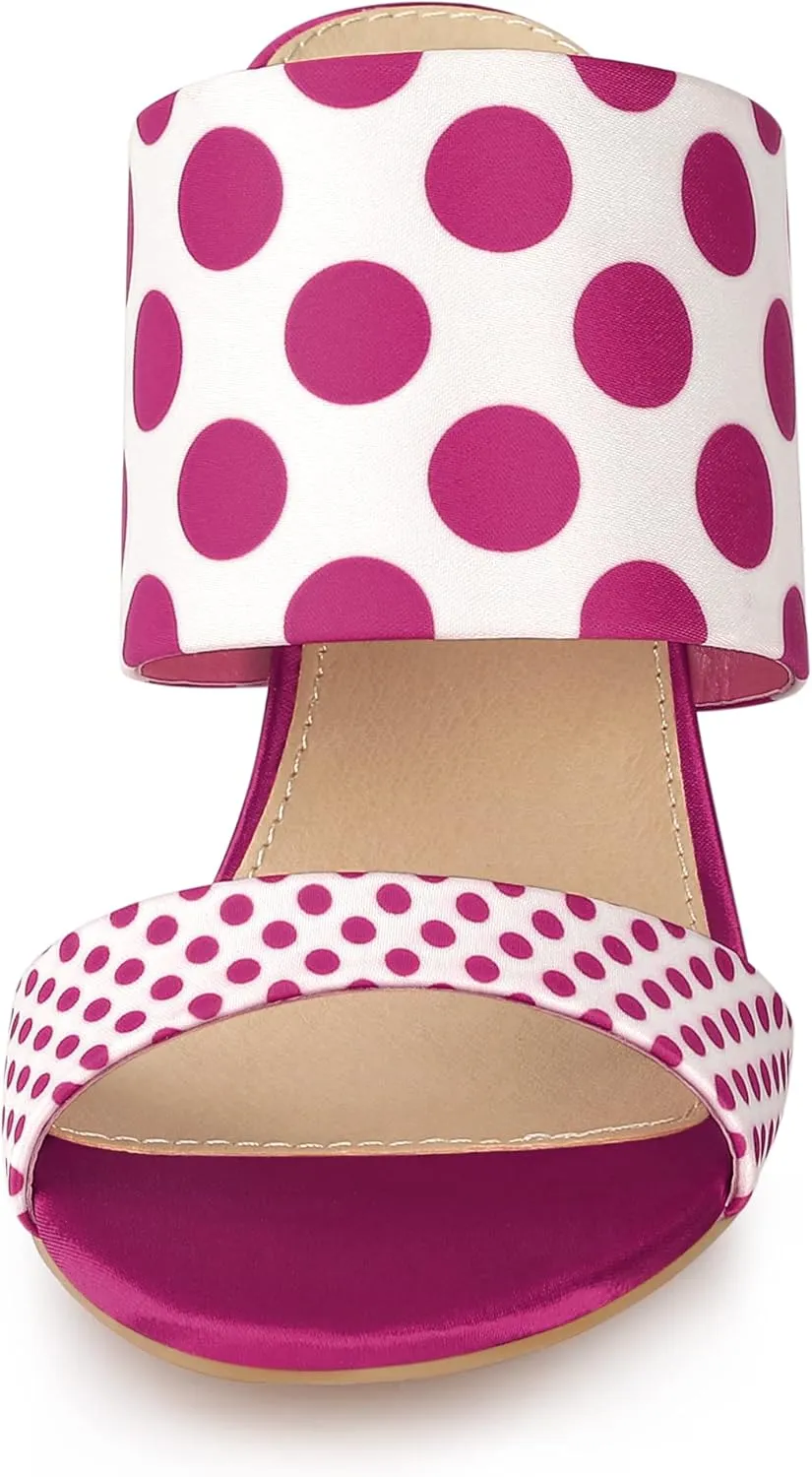 Allegra K Women's Polka Dots Stiletto Heel Slides Sandals