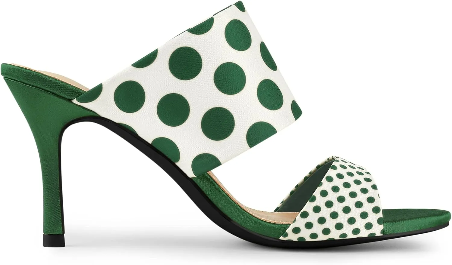 Allegra K Women's Polka Dots Stiletto Heel Slides Sandals