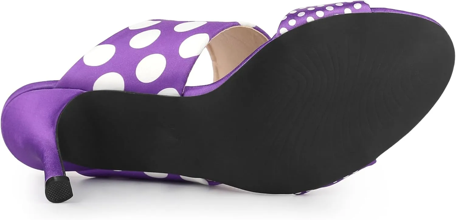 Allegra K Women's Polka Dots Stiletto Heel Slides Sandals
