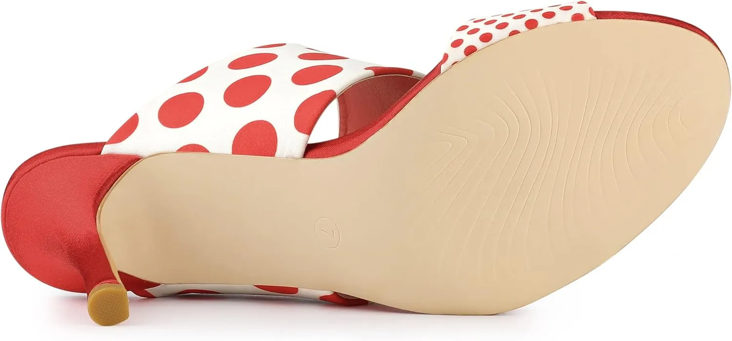 Allegra K Women's Polka Dots Stiletto Heel Slides Sandals