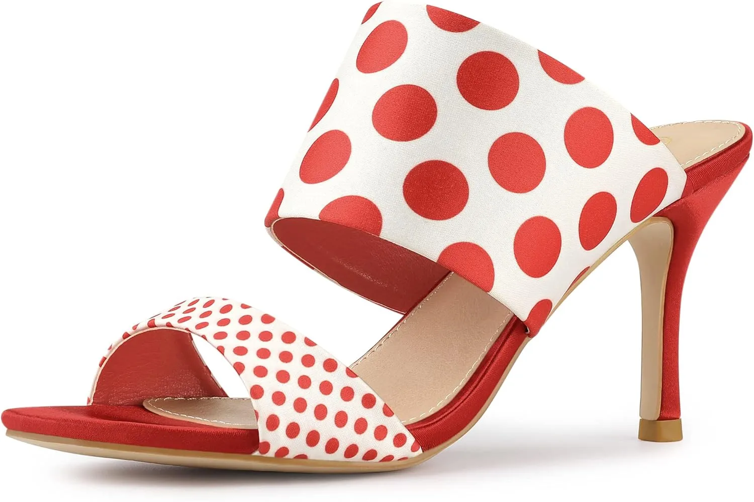 Allegra K Women's Polka Dots Stiletto Heel Slides Sandals