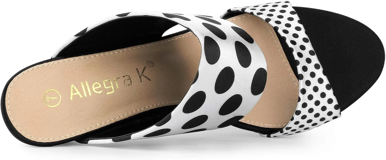 Allegra K Women's Polka Dots Stiletto Heel Slides Sandals