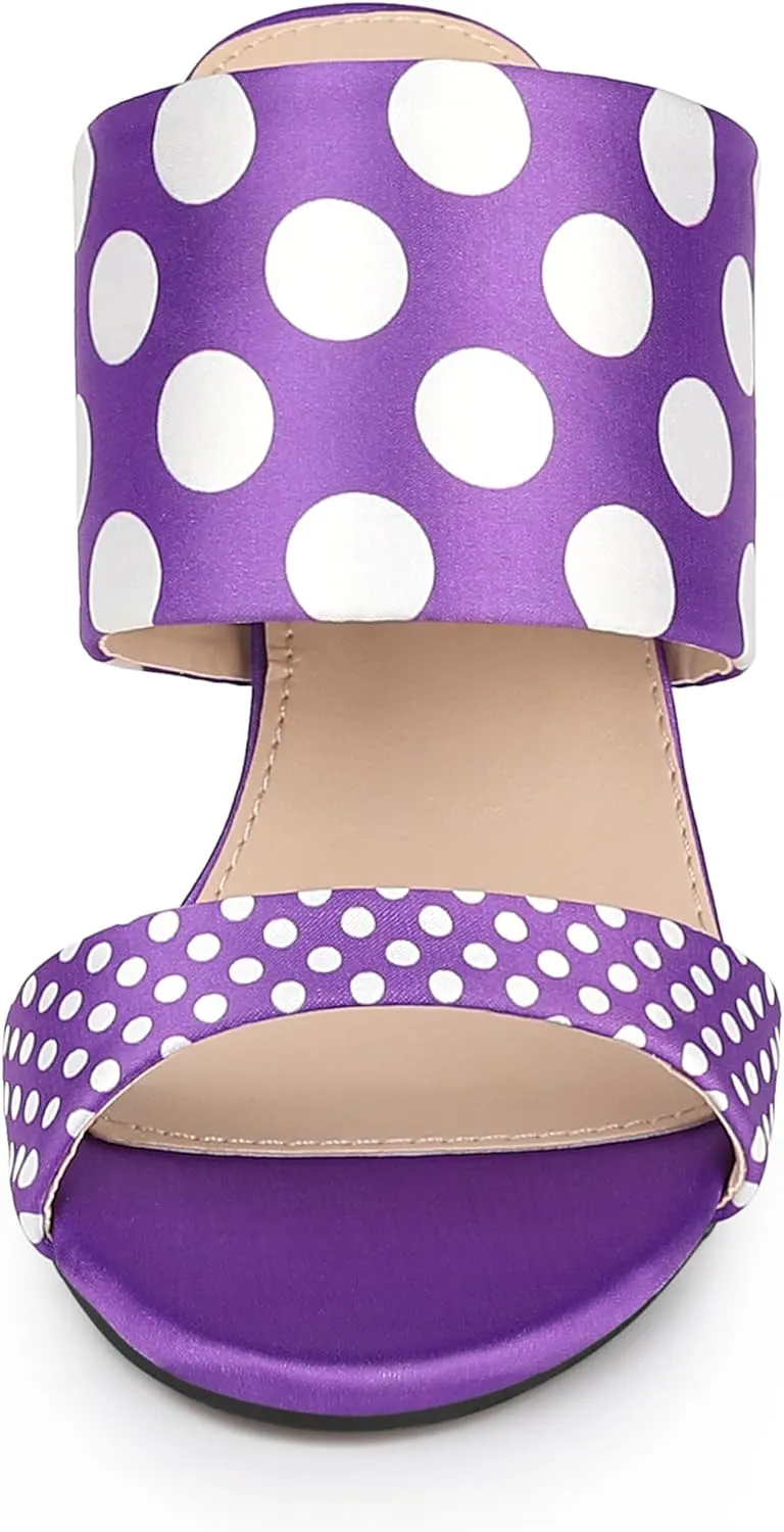 Allegra K Women's Polka Dots Stiletto Heel Slides Sandals
