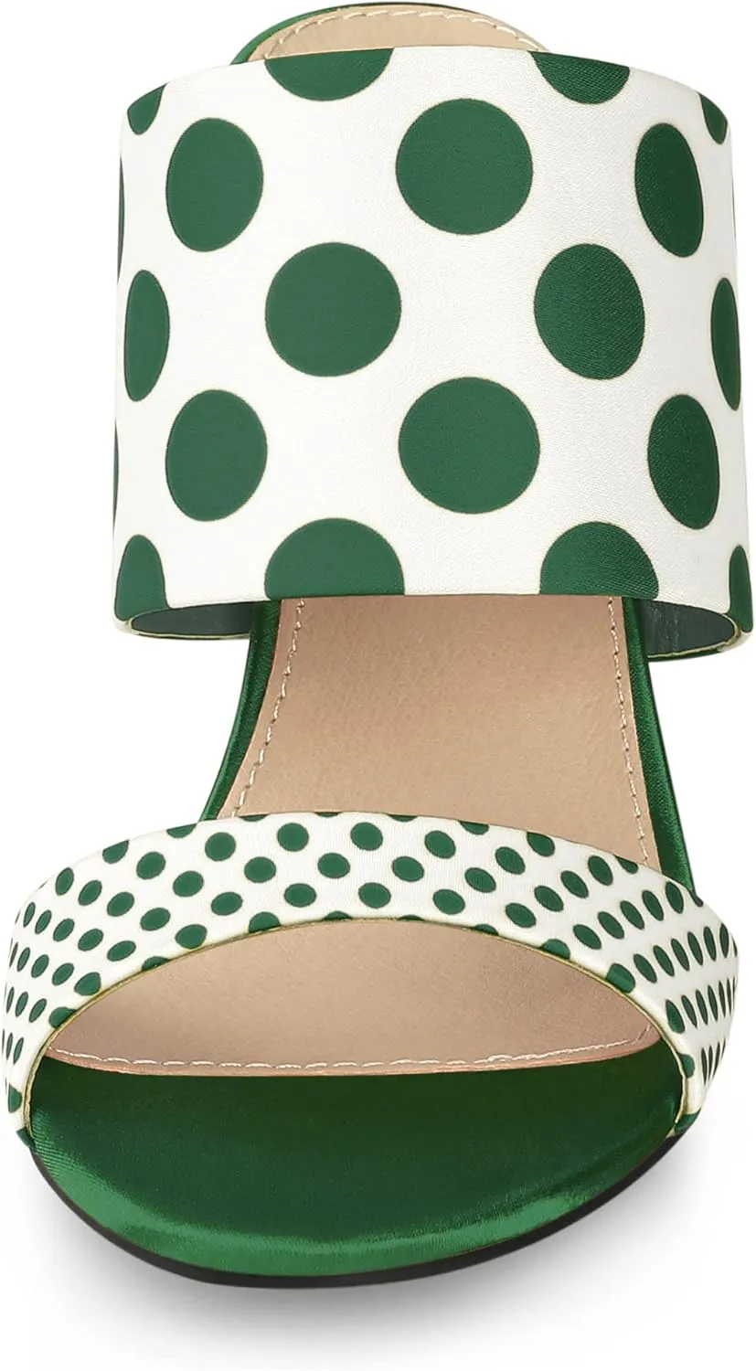 Allegra K Women's Polka Dots Stiletto Heel Slides Sandals