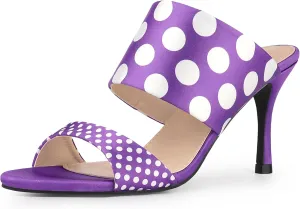 Allegra K Women's Polka Dots Stiletto Heel Slides Sandals