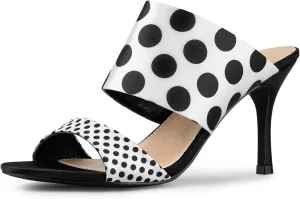 Allegra K Women's Polka Dots Stiletto Heel Slides Sandals