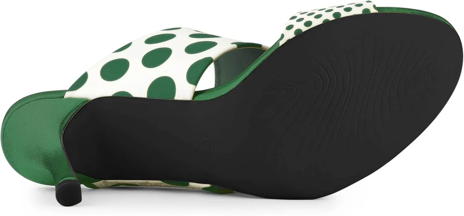 Allegra K Women's Polka Dots Stiletto Heel Slides Sandals