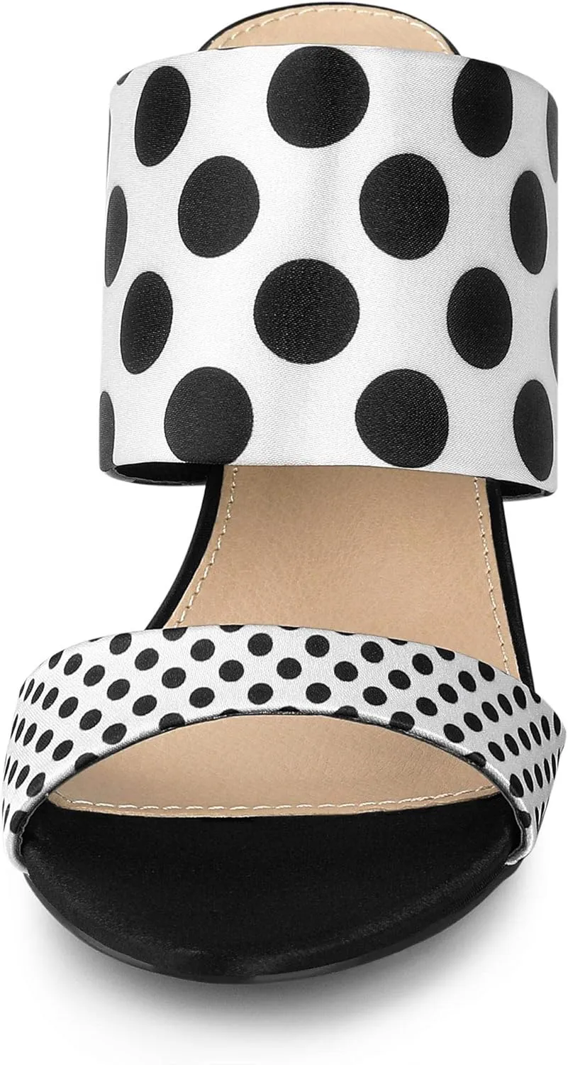Allegra K Women's Polka Dots Stiletto Heel Slides Sandals