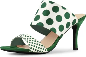 Allegra K Women's Polka Dots Stiletto Heel Slides Sandals