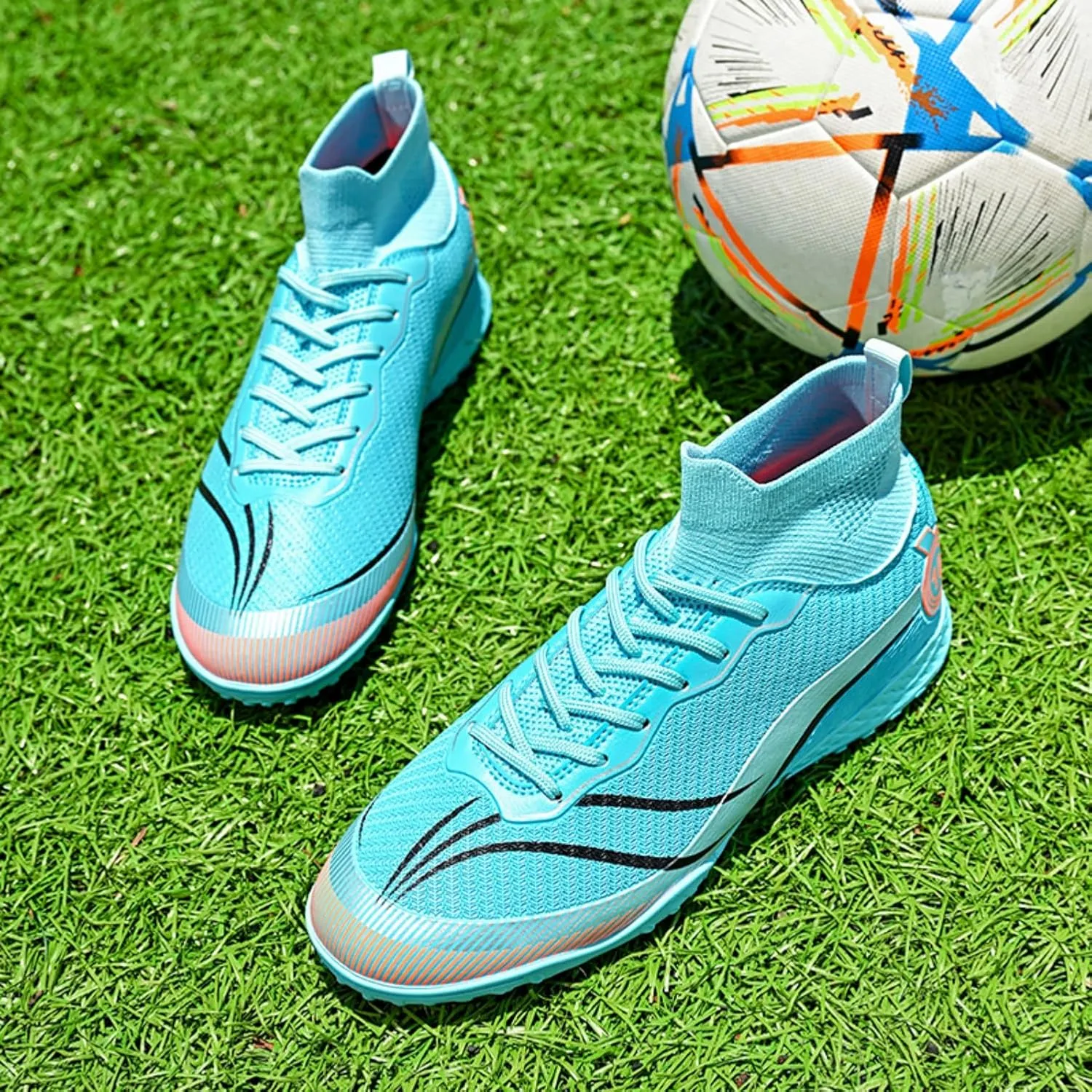 AMZ BSHIDA Soccer Cleats for Mens Turf Soccer Shoes Indoor Football Training Sneaker Size 6.5-11.5