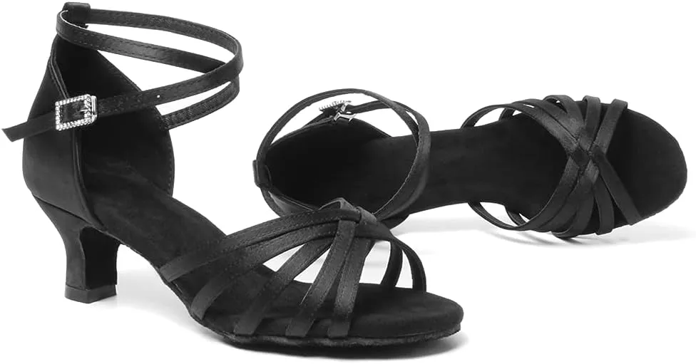 AOQUNFS Women's Latin Dance Shoes Satin Ballroom Salsa Practice Performance Dance Shoes,GB213