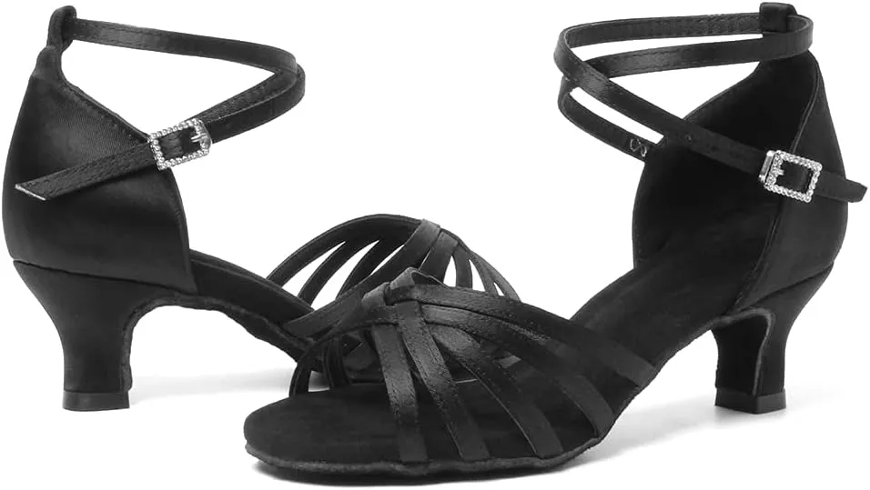 AOQUNFS Women's Latin Dance Shoes Satin Ballroom Salsa Practice Performance Dance Shoes,GB213