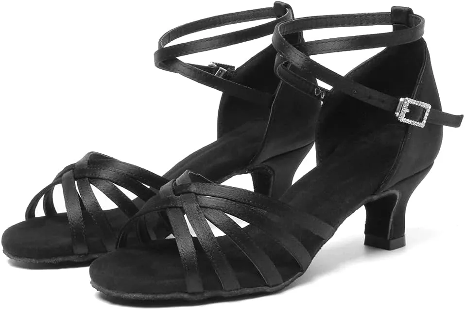AOQUNFS Women's Latin Dance Shoes Satin Ballroom Salsa Practice Performance Dance Shoes,GB213